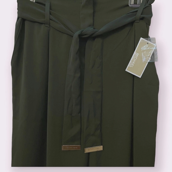 3/5/23- ***NWT*** Michael Kors size L belted pleated tie-waist wide le… - Picture 2 of 4
